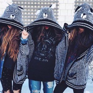 Angel Biba Panda Bear Cardigan. GUC. Black, white.